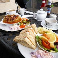 lovely lunch sat in the sunshine on Easter Sunday