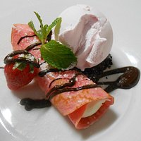 Strawberry Crepe and marshmellow icecream