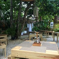 outside dining before sunset