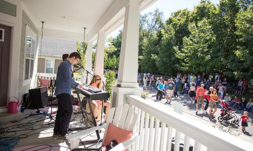Live music at Porchfest in the Carmel Arts & Design District.