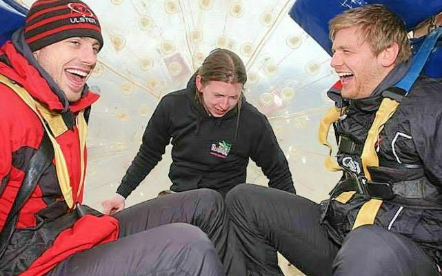 The Ulster Rugby team enjoy a spot of extreme Zorbing at The Jungle.