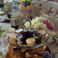 Yummy afternoon tea cakes and sandwiches