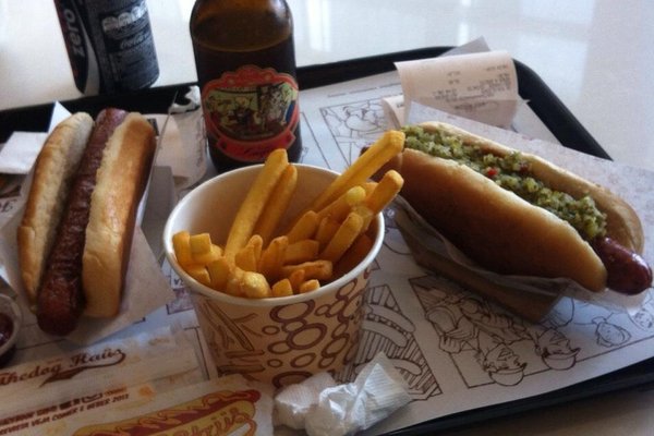 Loaded Brazilian Hot Dog in São Paulo, Brazil