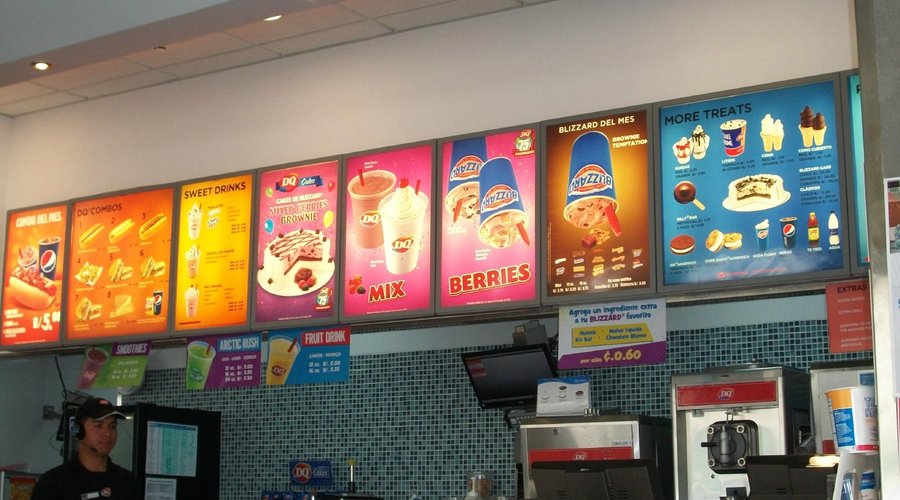 menu board behing counter