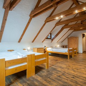 U Maleho Vítka in Cesky Krumlov, image may contain: Bed, Housing, Hotel, Resort