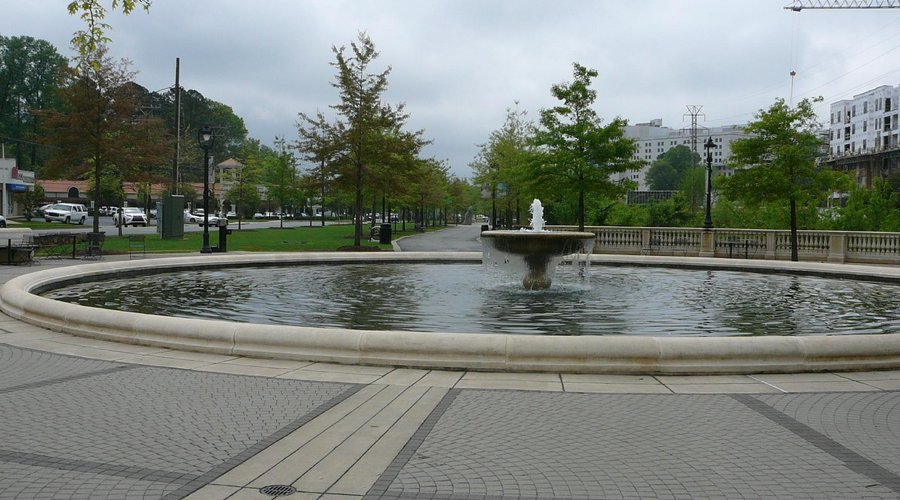 Walkway with fountain