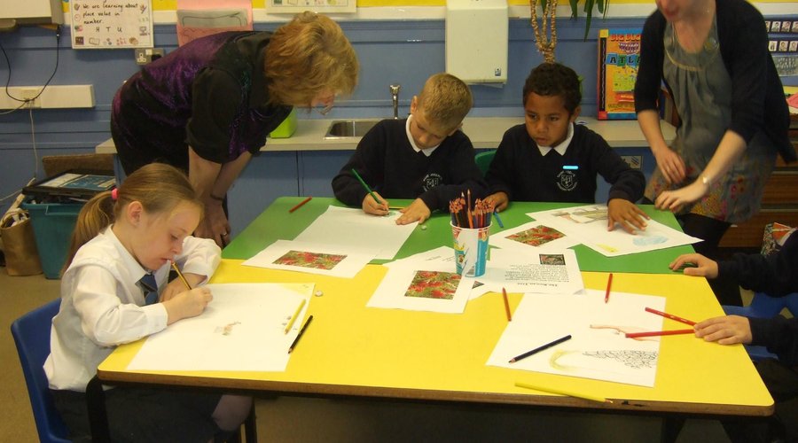 School group using the Highland Archive collections