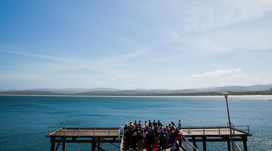 Looking over Merimbula Wharf