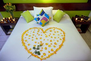 Villa del Angel Hotel in San Salvador, image may contain: Cushion, Home Decor, Bed, Furniture