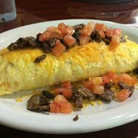 steak omelette; lots of good ingredients and big!