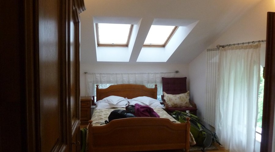 Comfortable bed with two skylights