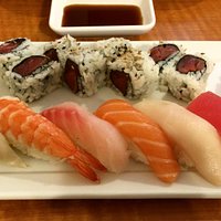 Tonkatsu donburi and lunch sushi