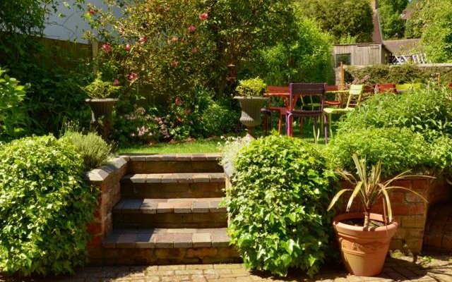 colourful seating in the garden
