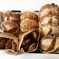 selection of sourdough bread available from the bakery