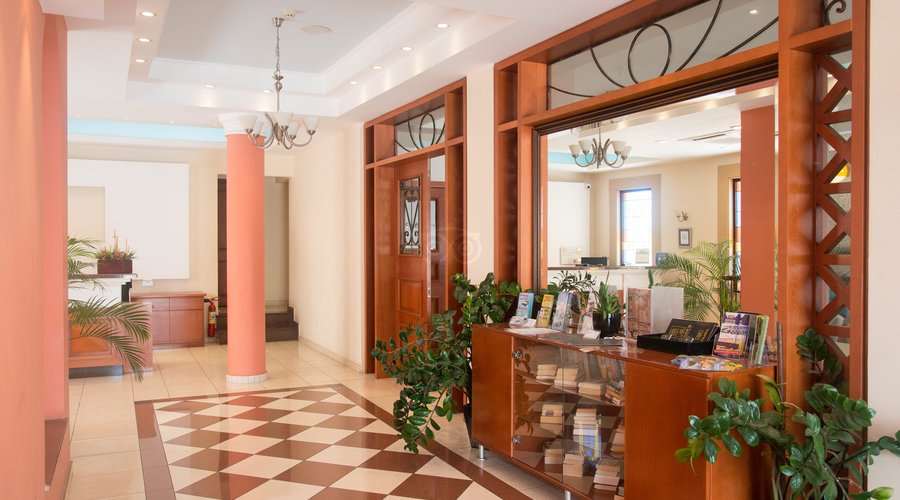 Lobby at the Pyramos Hotel