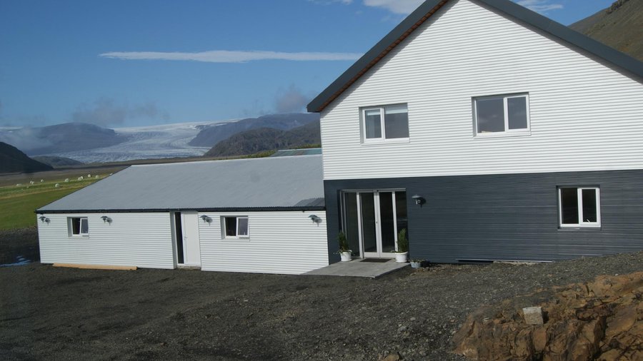 Outside the reception and view from the other building
