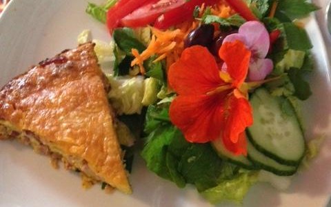 Ham Quiche with a beautiful salad