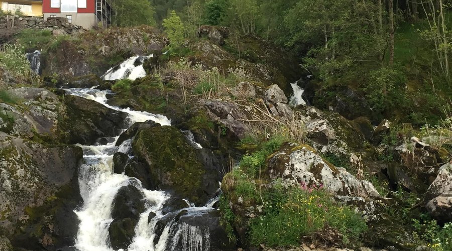 This waterfall is next to the hotel