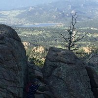 about 2/3 the way up and we have a nice view of estes lake