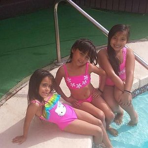 My nieces enjoying the swimming pool.
