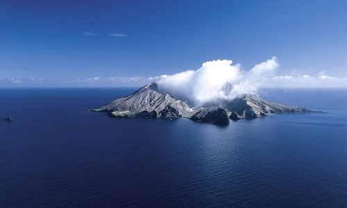 Approaching White Island by Helicopter