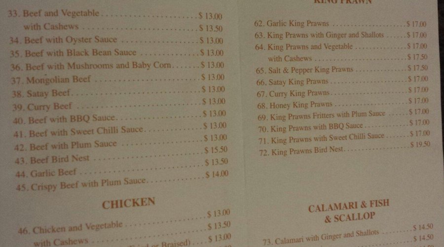Menu current as of June 30th 2015