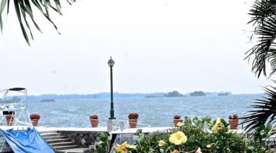 Marina Facilities with Volcanoes on the Background