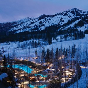 Four Seasons Resort and Residences Jackson Hole in Teton Village, image may contain: Hotel, Resort, Neighborhood, Tree