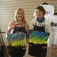 I'm proud of my first painting! Here I am with my extraordinary instructor who led me step by st