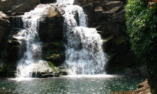 Waterfall near temple