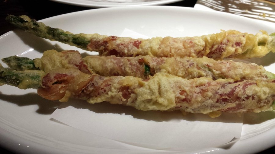 Bacon wrapped asparagus Tempura