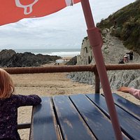 Sitting at the beach cafe