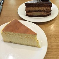 A slice of baked Cheesecake