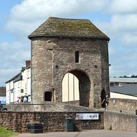 Viewed from the bottom of Monnow Street