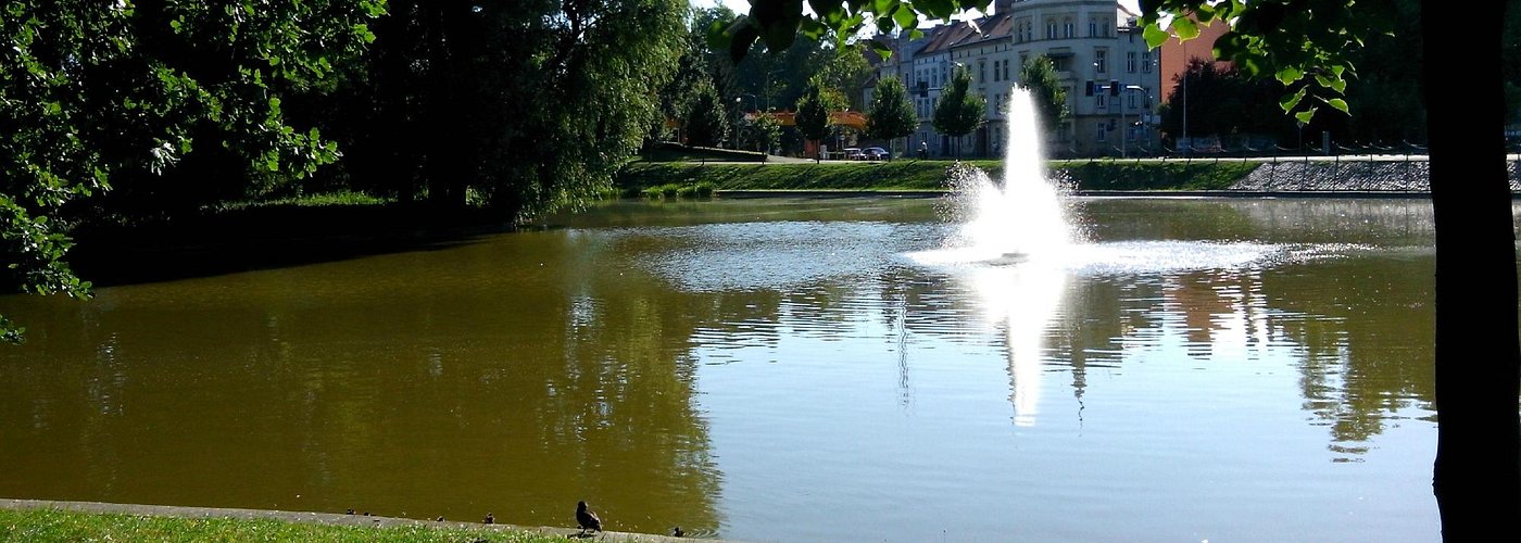 озеро на входе в парк