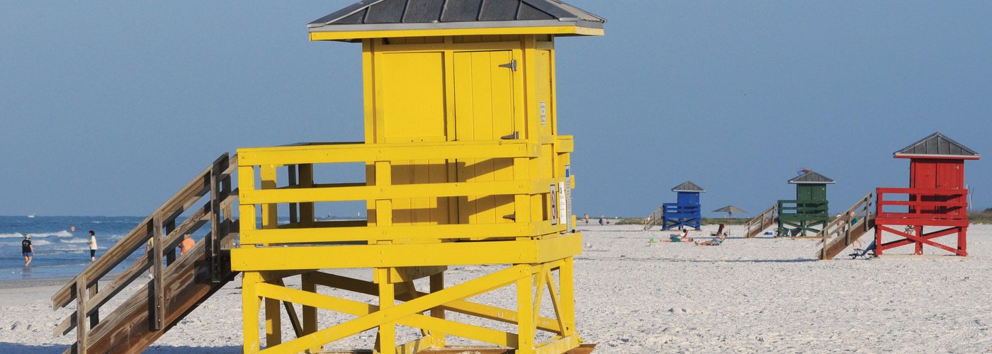 Colorful lifeguard stands add to the beauty of Siesta Key.