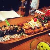 Spicy Beef Pho, Beef steak, Sea food platter and Meat platter