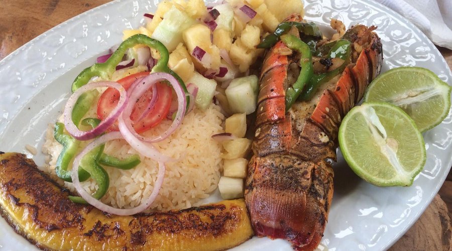Amazing, fresh lobster with cucumber and pineapple salad!