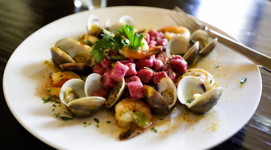 Seafood and Beet Gnocchi