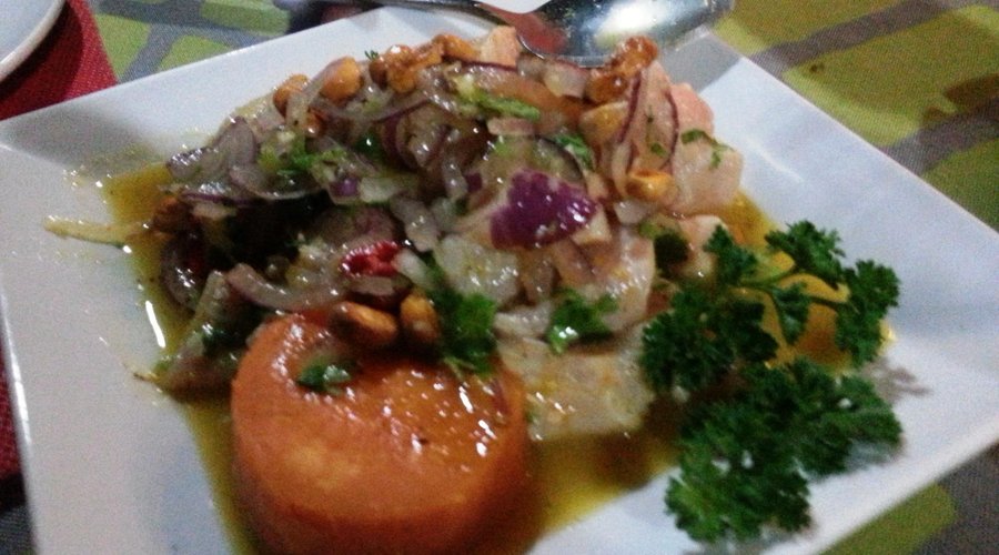 Beautifully presented Ceviche de pescado