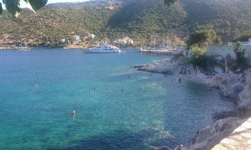 View of the Aghia Ephemia harbour entrance from room
