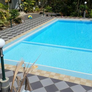 Newly built pool...perfect for the hot humid weather in Samoa..