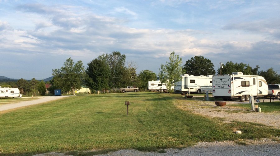 View from the restrooms down the row of sites.   There are others off to the side.