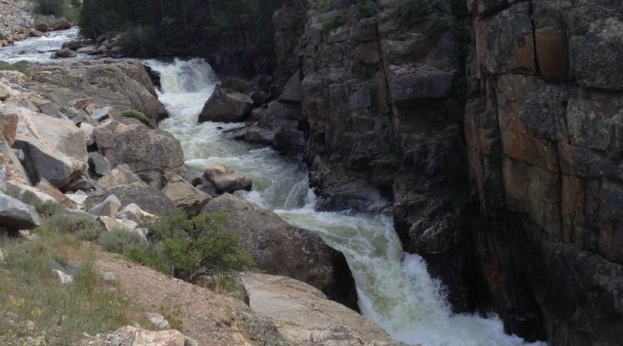 Poudre Falls, a gorgeous waterfall right next to the highway.