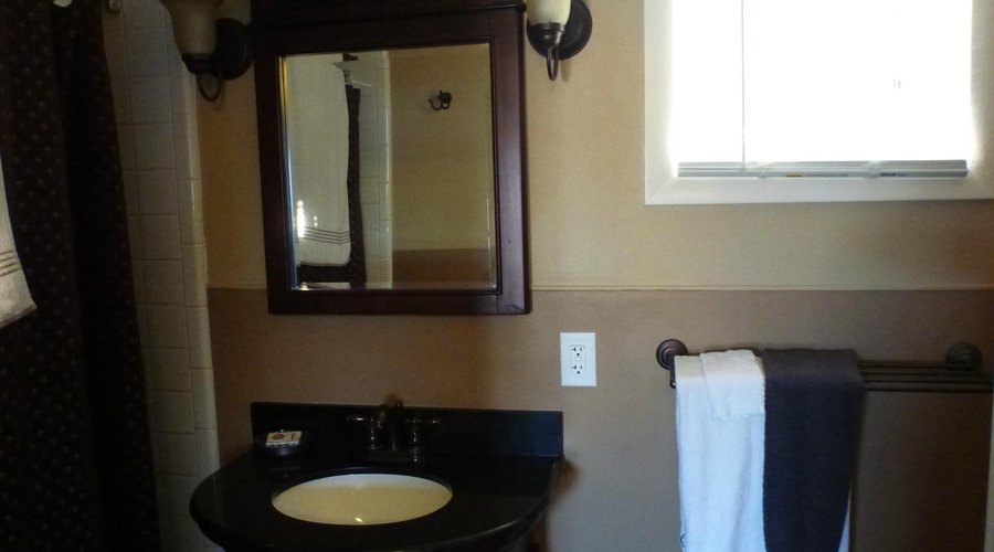 Bathroom appeared newly renovated.