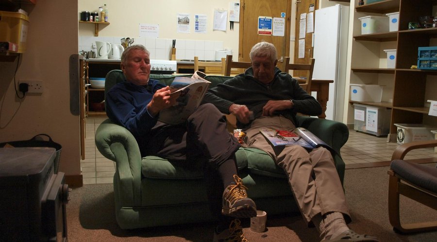 Friendly walkers chatting and relaxing ( peak baggers )