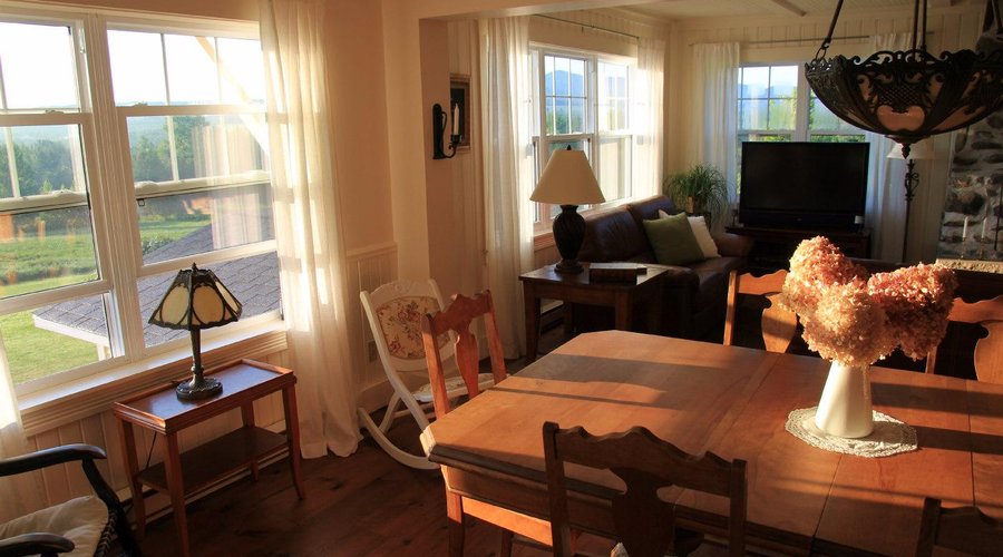 Inside dining room with window view