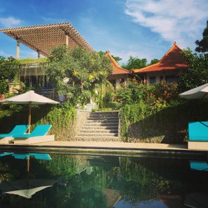 View on the Bangsring Breeze pool and Garden Bungalows