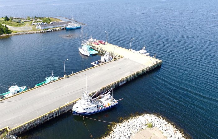 Wharf and boats alongside the park (drone photo)