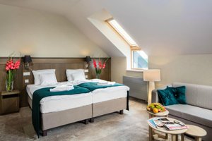 Hotel Szary Residence in Michalowice, image may contain: Loft, Housing, Indoors, Attic